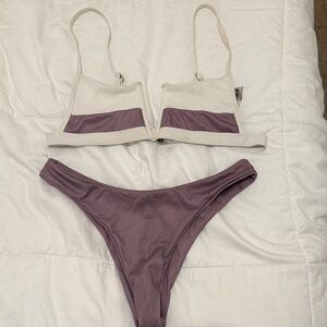 SHEIN Purple and Cream Bikini Set